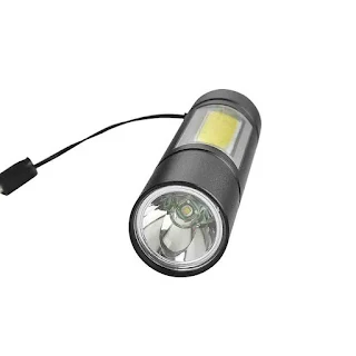 XPE+COB 2 Lights 1000 Lumens 3Modes USB Rechargeable Brightness EDC LED Flashlight Torch Suit Brightness level hown - store