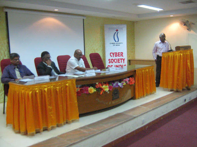 Dr Chellappan, Justice Jyothimani, S S Ramasubbu.  V Rajendran on podium
