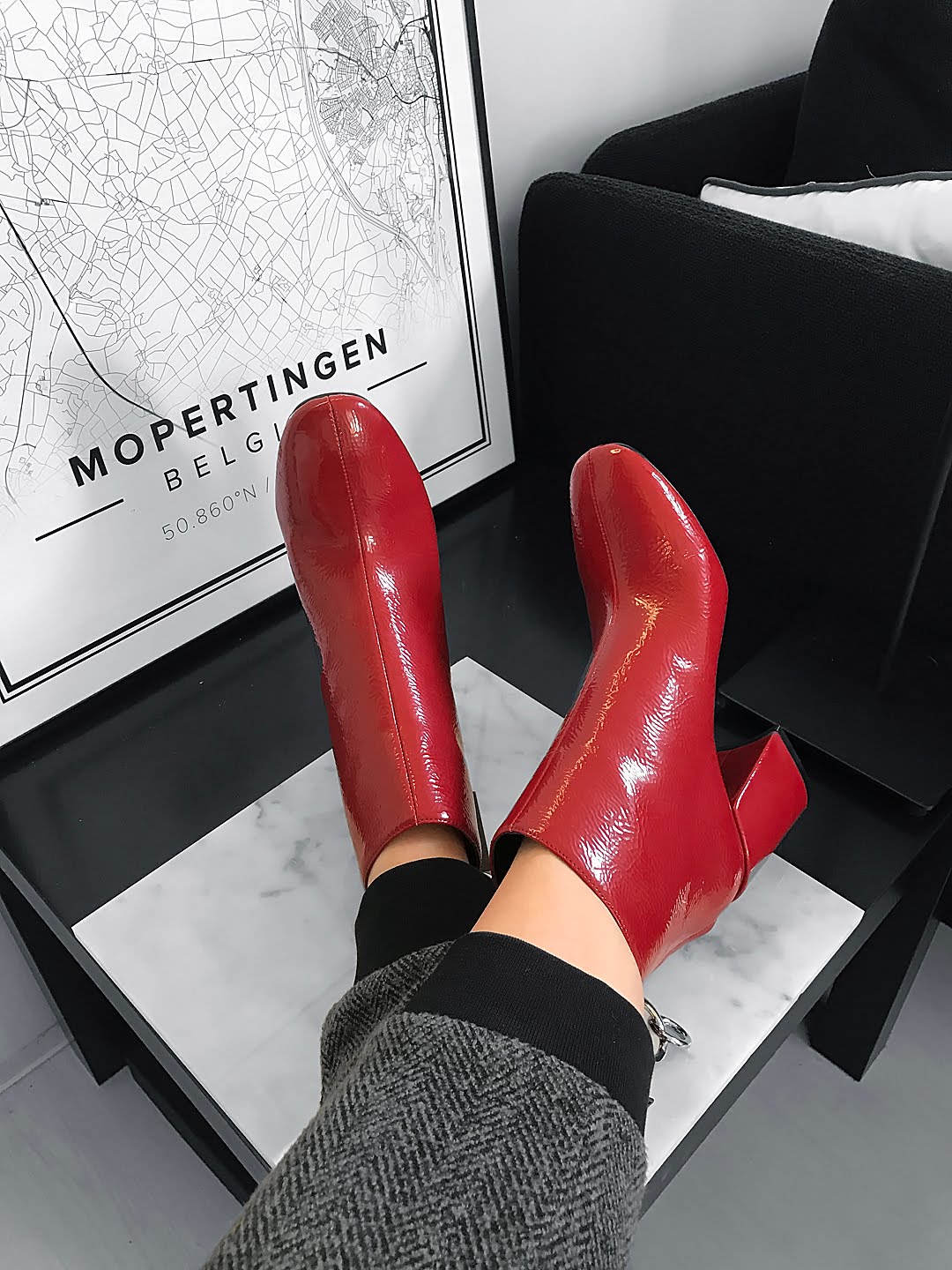 Red patent, ankle boots, zara, 2016, fall winter