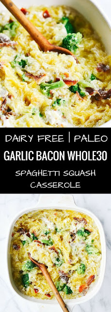 Creamy Whole30 Bacon Garlic Spaghetti Squash