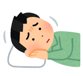 枕が合わない人のイラスト（男性）