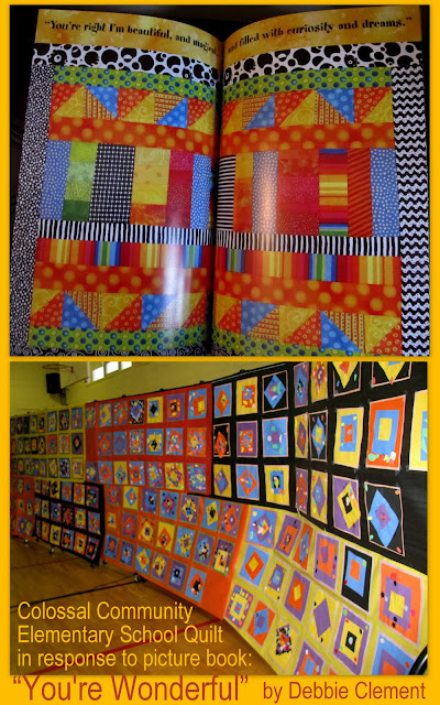 photo of: Picture Book Response to "You're Wonderful" by Debbie Clement through graphic quilt collaboration