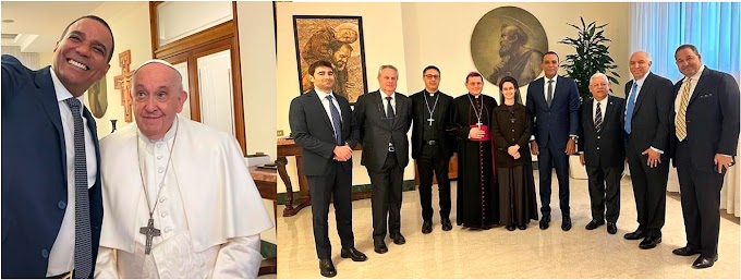 Senador Carlos Gómez y doctor Ramón Tallaj encabezan comisión en visita al Papa Francisco en Roma