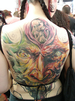 Full Back Body Face Tattoo for girl amazing