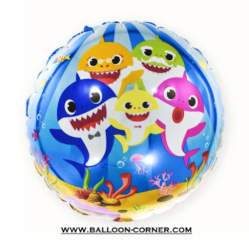 Balon Foil Bulat Baby Shark (NEW DESIGN)