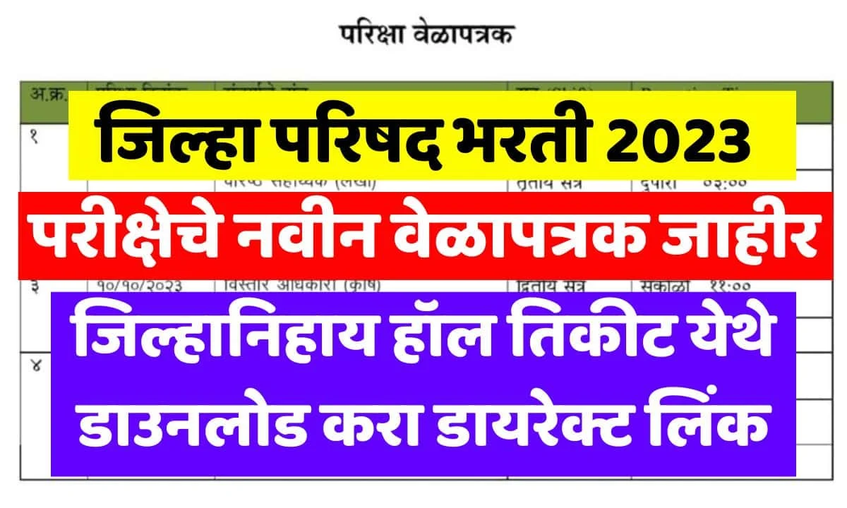 Zilha Parishad Bharti 2023 Time Table Hall Ticket Download