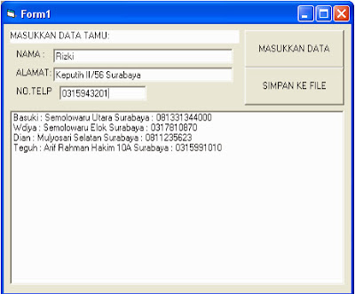 Menyimpan Data ke File dengan Visual basic 6.0