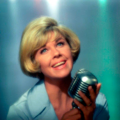 Doris Day portrait painted in blue