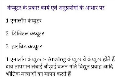  TYPES OF COMPUTER  BASED ON WORK AND APPLICATIONS कंप्यूटर के प्रकार कार्य एवं अनुप्रयोगों के आधार पर