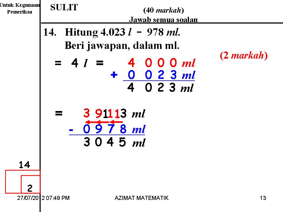 Soalan Matematik Tahun 4 Perpuluhan - Persoalan s