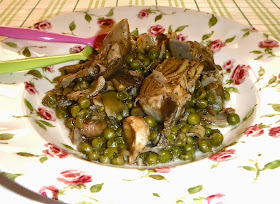 Carxofes i pèsols a la menta