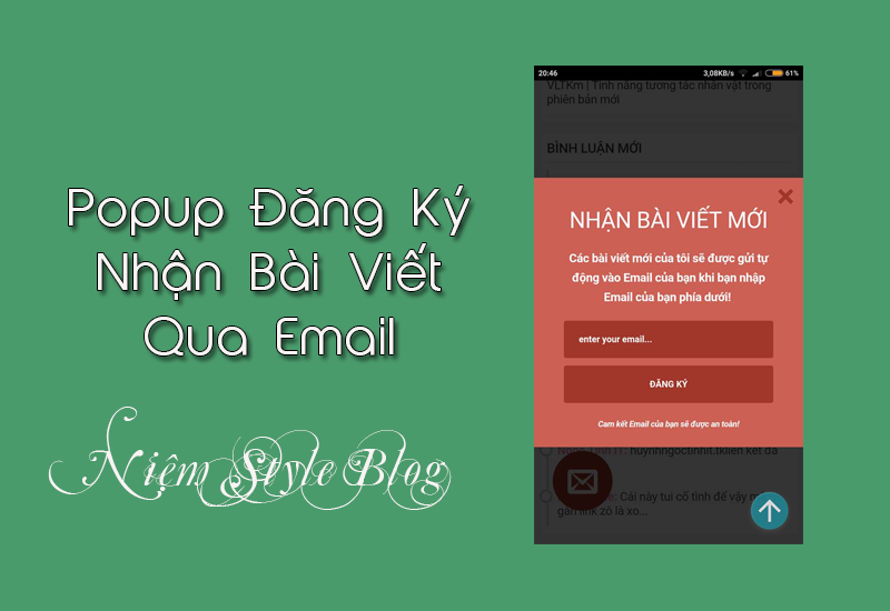 Popup đăng ký bài viết qua Email cho bạn Nguyễn Lương Duy