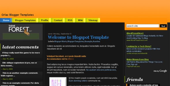 Orlac Premium Blogger Template