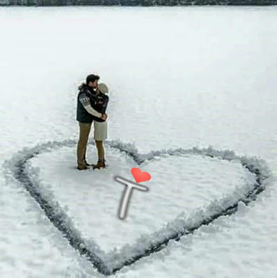 Complete Alphabet Couple Standing on Snow Letter Dpz for Facebook