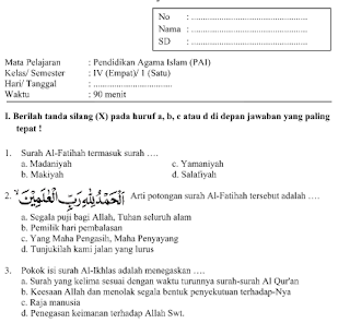 Kumpulan Soal Latihan UAS SD Kelas 4 Lengkap Semua Mata Pelajaran 