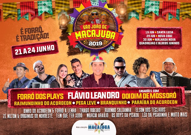 Prefeitura Municipal de Macajuba Divulga Cartaz Oficial do São João de Macajuba 2019