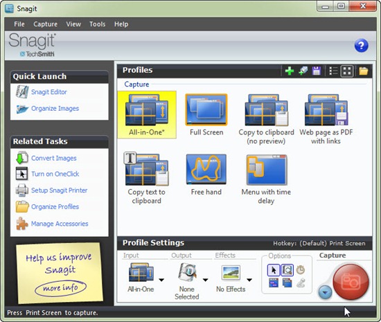 Tampilan program Snagit di Windows 7