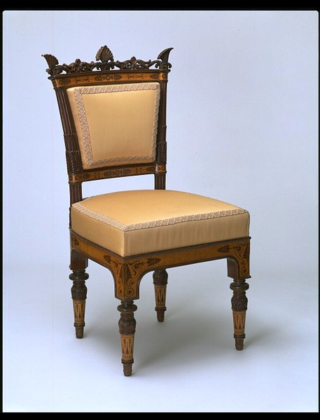 Palagi, Filippo Pelagio, Chair, Turin, Italy, 1838-1840 (made), Maple and mahogany veneer, on a mahogany carcase, Victoria & Albert Museum, London 