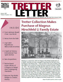 Headline 'Tretter Collection makes purchase of Magnus Hirschfeld Li family estate' Jan. 2007 p. 1 cover