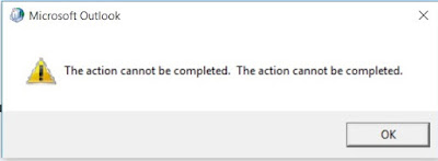 Outlook Action cannot be completed