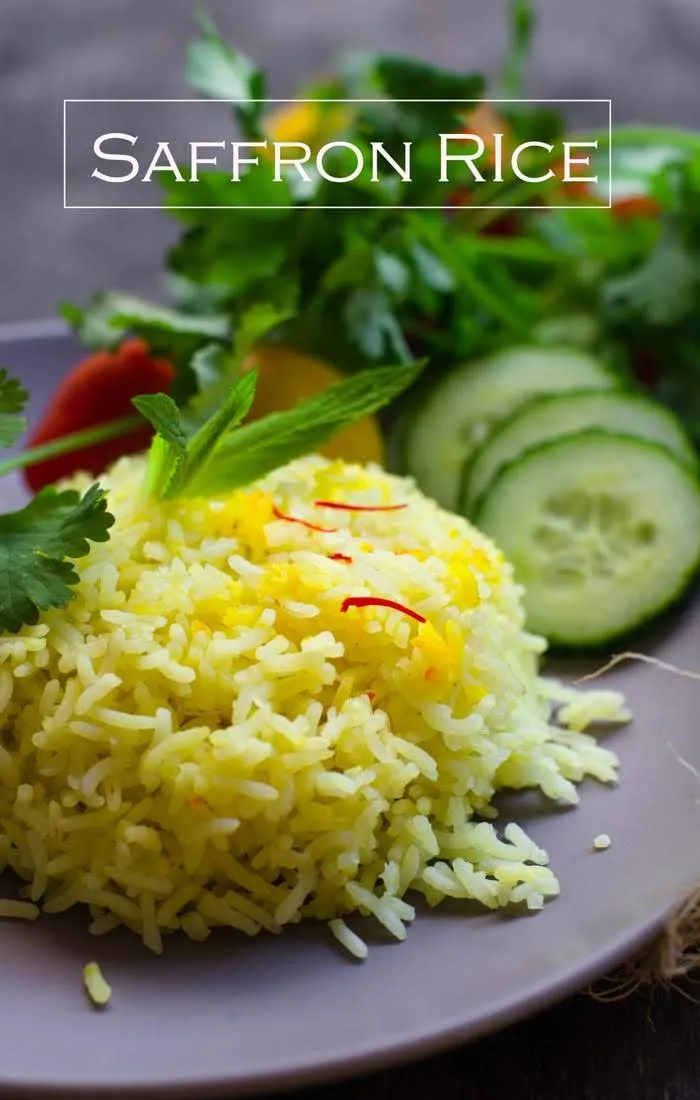 Learn to make this simple aromatic saffron infused rice.  Its perfect and elegant side dish to compliment your Middle-eastern or Indian food