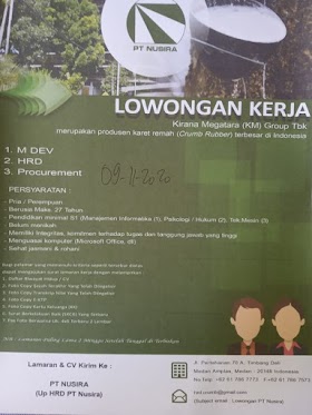 Lowongan Kerja Medan November 2020  (S1)  -  PT Nusira