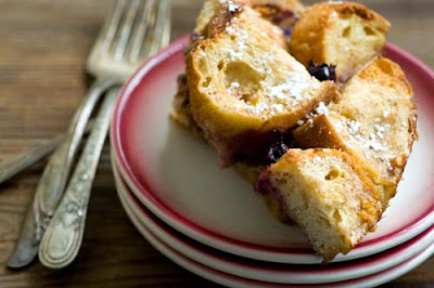 french toast casserole with blueberries and sausage