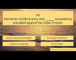 Hernando Cortéz’s army and _____ successfully prevailed against the Aztec Empire. Answer choices include: native warriors/translator, European diseases, superior weapons, all of these