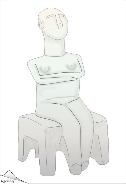ミノア文明・クノッソス宮殿遺跡近郊・Teke遺跡・キクラデス様式石像 Cyclades Style Stone Figurine, Knossos-Teke／©legend ej