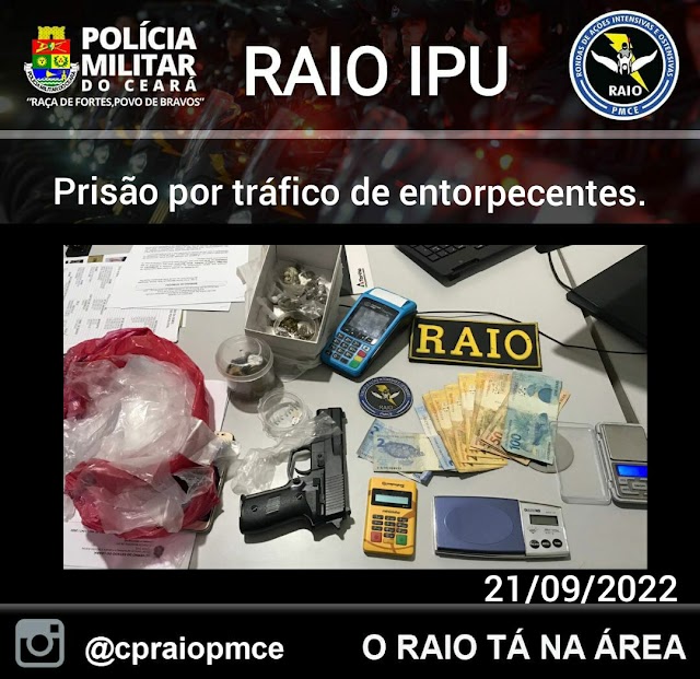 IPÚ:. BPRAIO PRENDE ACUSADO DE TRÁFICO DE DROGAS NO BAIRRO ALTO DOS 14.