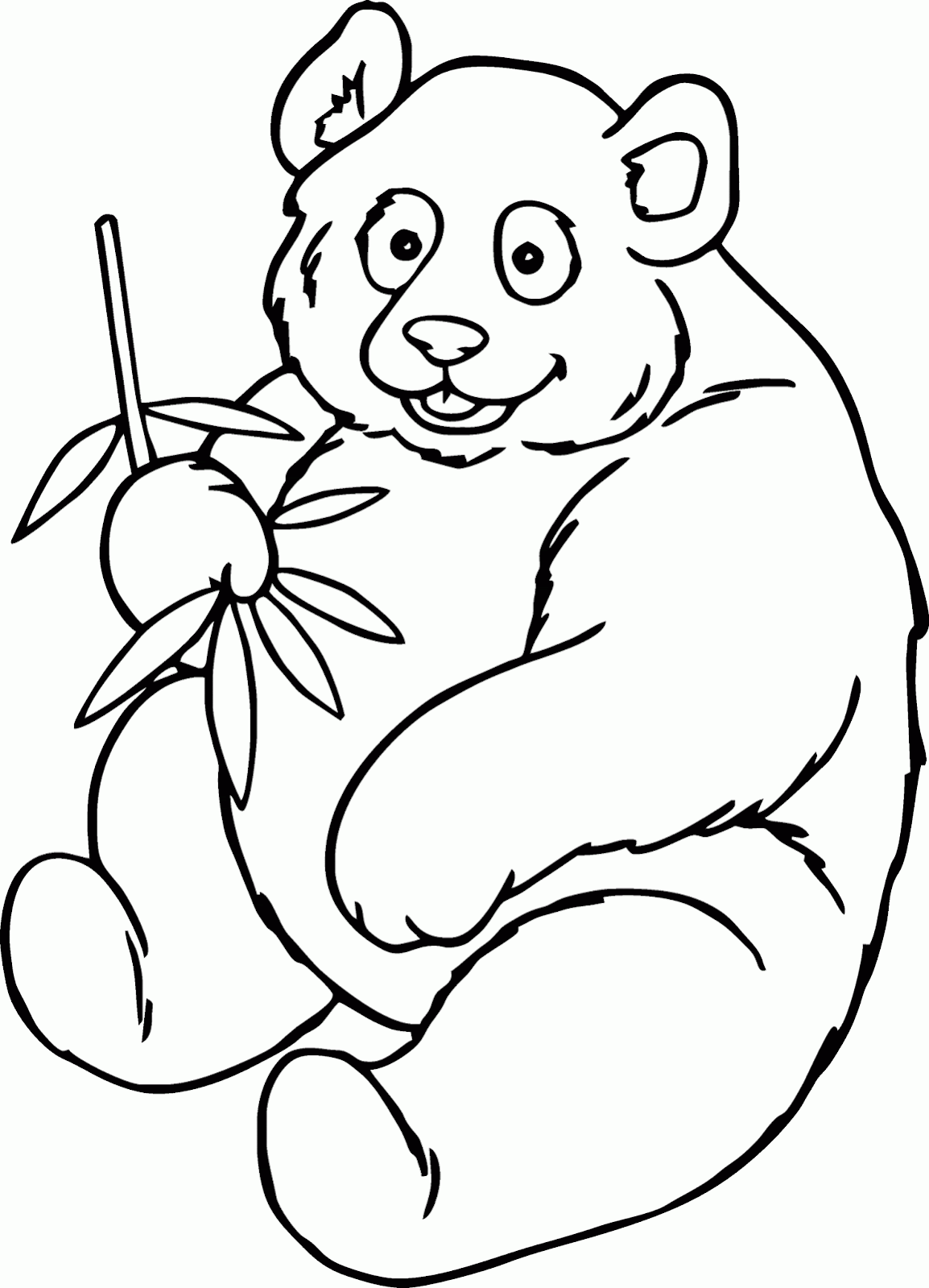 Mewarnai Gambar Panda Makan Bambu Contoh Anak  PAUD