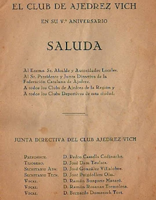 Junta directiva del Club ajedrez Vic en su quinto aniversario