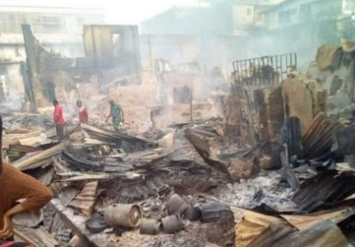 Goods Worth Millions Of Naira Destroyed As Fire Guts Amobi Market In Onitsha (Photos)