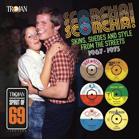 The cover of this box set features a young, suedehead couple dancing, as well as the paper labels from some of the singles in this collection.