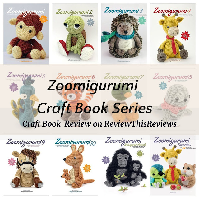 A collage of the 12 craft books in the Zoomigurumi book series
