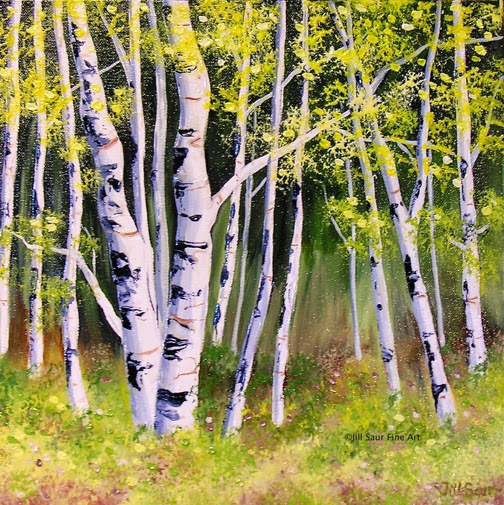 summer aspen tree painting