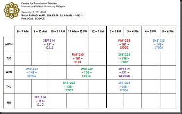 Schedule Sem 3