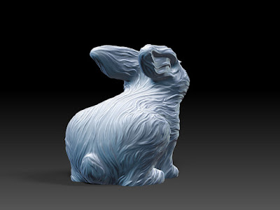 Figurine of the Water Rabbit. Concept Art. 3D Rendered Digital Sculpture.