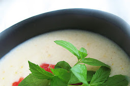 Pear Soup with Raspberry Sorbet