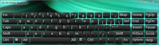 Tampilan On-Screen Keyboard di Windows 7
