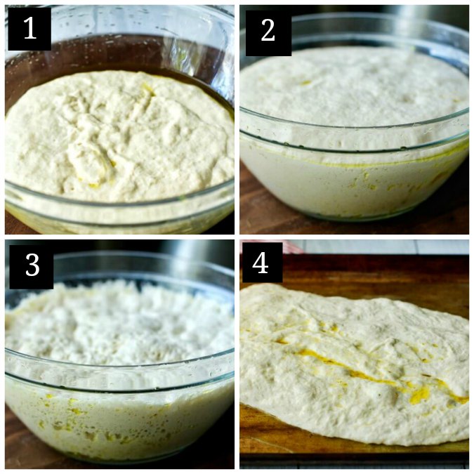 Step by step of making pizza dough