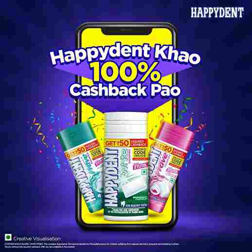 लूट  ₹50 In Bank/UPI Cashback With Happydent ₹50 Pack | 100% Cashback