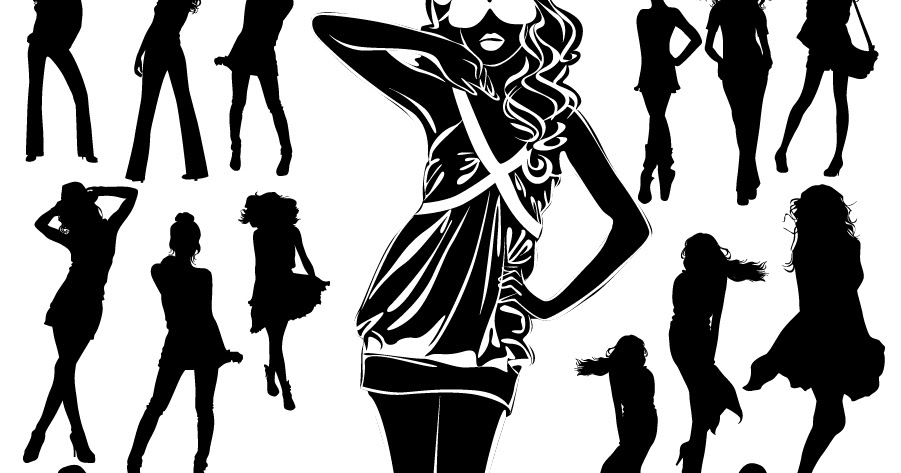 Bezierinfoベジェインフォ お洒落なポーズを取る女性のシルエット Female Fashion Silhouette イラスト素材