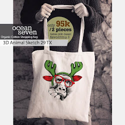 OceanSeven_Shopping Bag_Tas Belanja__Nature & Animal_3D Animal Sketch 29 TX
