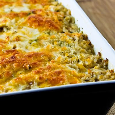 Brown Rice Casserole with Leftover Turkey (or chicken), Mushrooms, Sour Cream, Cheese, and Thyme