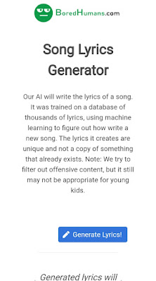 Boredhumans Song Lyrics generator tool