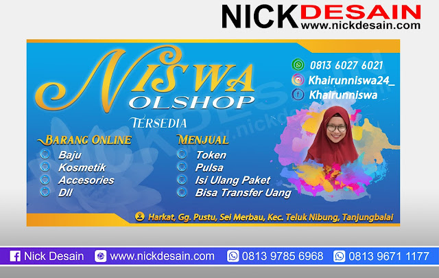 Contoh Desain banner Spanduk Olshop Biru Gold