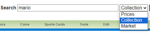 Search Your Sportscardspro Collection Dropdown