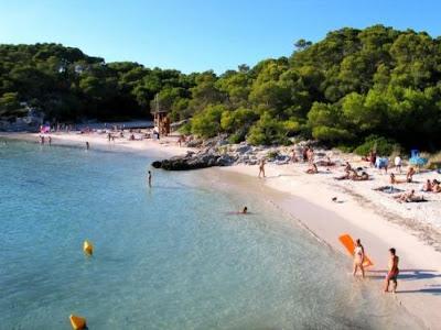 Cala Trebaluger Beach Tourist Minorca Spain