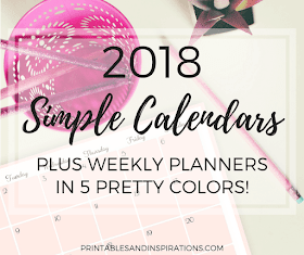 free 2018 simple calendar printable